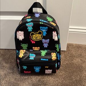 Deddy Bears Black Backpack with Colorful Bear Print NWT